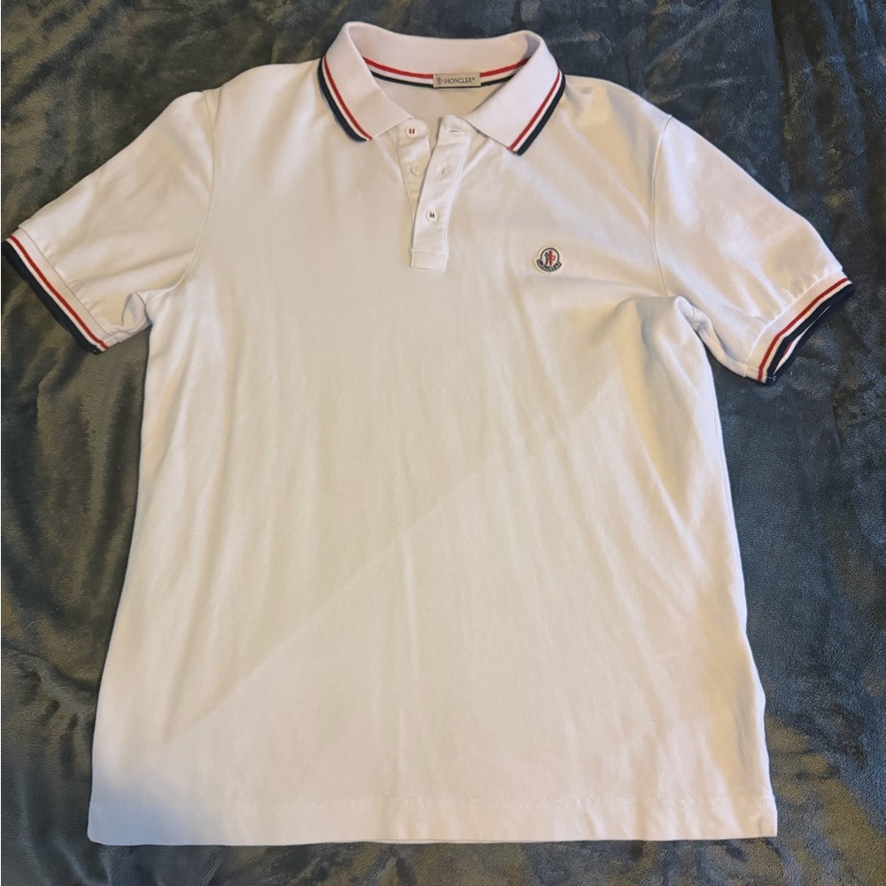 Moncler Polo Shirt with Red and Blue Accents